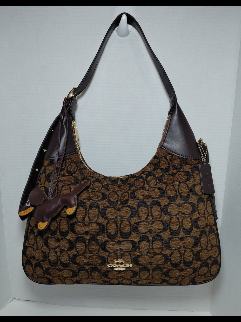 Coach Brown Signature Jacquard Hobo Bag